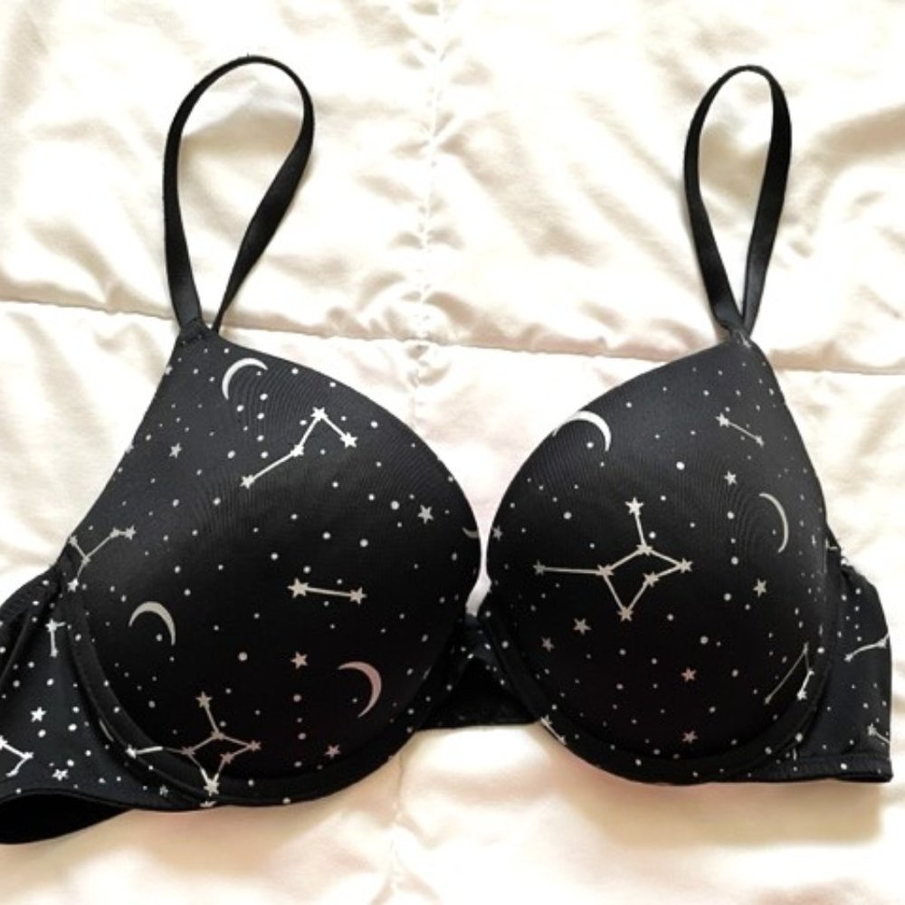 Beautiful VS/PINK super push-up bra, black night sky, 36B